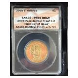 2008-S Presidential Dollar Proofs ANACS PR70 Deep Cameo Set