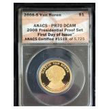 2008-S Presidential Dollar Proofs ANACS PR70 Deep Cameo Set