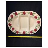 Franciscan Cherry Pattern Divided Oval Plate - 11in, Made in Portugal