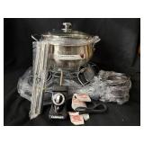 Cuisinart CFO-100 Lazy Susan Electric Fondue Set with 8 Forks & 4 Cups