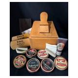 Kiwi Shoe Polish Assortment in Wooden Box - Black & Neutral Polishes & Brushes