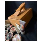 Kiwi Shoe Polish Assortment in Wooden Box - Black & Neutral Polishes & Brushes