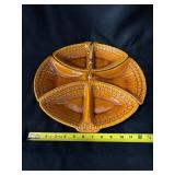 MADDUX 3151 - 1966 USA Amber Ceramic 3-Section Relish Tray