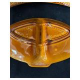 MADDUX 3151 - 1966 USA Amber Ceramic 3-Section Relish Tray