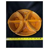 MADDUX 3151 - 1966 USA Amber Ceramic 3-Section Relish Tray