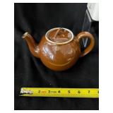 Ohio Pottery Teapot & Casserole - Brown Glaze, 337 Mark, Antique Cheese Dish and Asian Ceramic Box