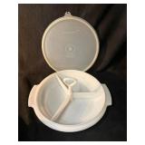 Tupperware Round Relish Dishwith Lid & Dividers, Sugar & Scoop - Vintage Electro Iron