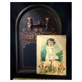 Menu Chalkboard With Pigs & Bonne Annee Piglet Wall Sign