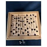 Labyrinth Wooden Marble Maze Puzzle - 60-Hole Drawer Box, Made in Sweden