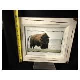 NDSU Black Hoodie - Size S & Framed Buffalo Print