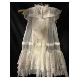 Shepherd Christening Gown & Lace Bonnet - White Lace Overlay