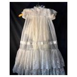 Shepherd Christening Gown & Lace Bonnet - White Lace Overlay
