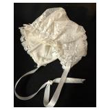 Shepherd Christening Gown & Lace Bonnet - White Lace Overlay