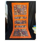 Textile Lot  - Handcrafted Cat Quilt Art, Vibrant Aquatic Life Quilt Runner,  Asian Textiles Silk Embroidery (Lot of 4)