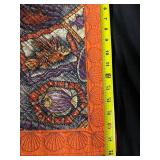 Textile Lot  - Handcrafted Cat Quilt Art, Vibrant Aquatic Life Quilt Runner,  Asian Textiles Silk Embroidery (Lot of 4)