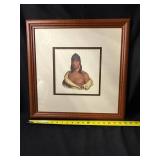 Pa-She-Pa-Haw Sauk Chief Native American Portrait Print Framed 18x18 Square