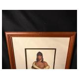 Pa-She-Pa-Haw Sauk Chief Native American Portrait Print Framed 18x18 Square