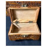 Carved Wood Jewelry Box Set, 3-Piece Nested Boxes with Brass Hardware