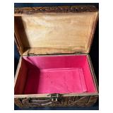 Carved Wood Jewelry Box Set, 3-Piece Nested Boxes with Brass Hardware