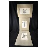 Lou Ferreri Signed Animal Portrait Prints - Pig, Giraffe & Rabbit (Lot of 3)