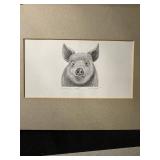 Lou Ferreri Signed Animal Portrait Prints - Pig, Giraffe & Rabbit (Lot of 3)