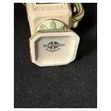 Fitz & Floyd Classics Gregorian Collection Porcelain 3-Piece Lidded Creamer & Sugar, Potpourri Jar, Ivory with Green & Gold