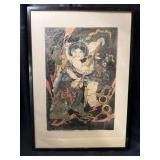 Pair of Japanese Utagawa Kunisada Woodblock Prints in Black Frames