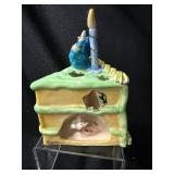 Blue Sky Clayworks Ceramic Birthday Cake Sculpture with Owl Topper Heather Goldminc
