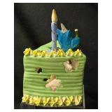 Blue Sky Clayworks Ceramic Birthday Cake Sculpture with Owl Topper Heather Goldminc