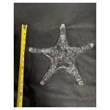 Large Handblown Starfish Art Glass Sculpture - Clear Bubble Texture - 9 in Diameter