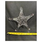 Large Handblown Starfish Art Glass Sculpture - Clear Bubble Texture - 9 in Diameter