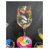 Lolita Cocktail Glasses - Lot of 3 Colorful Bead-Decorated Stemware on Tin Display