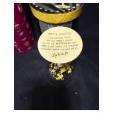 Lolita Cocktail Glasses - Lot of 3 Colorful Bead-Decorated Stemware on Tin Display