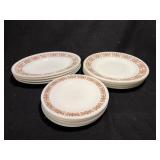 Pyrex Copper Filigree/Brown Scroll Tableware by Corning set of 12