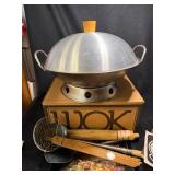 WOKCRAFT Wok Set - Dome Lid, Wooden Handles & Cookbook