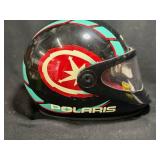Polaris Full-Face Motorcycle Helmet - Black with Teal & Red Graphics