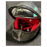 Polaris Full-Face Motorcycle Helmet - Black with Teal & Red Graphics