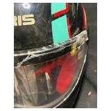 Polaris Full-Face Motorcycle Helmet - Black with Teal & Red Graphics