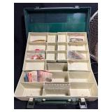 Rebel Tackle Box with Lures & Net - Green, 12-Compartment Case