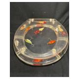 Vintage Clear Plastic Fishing Lure Display Case with 12 Colorful Lures - Hinged Lid