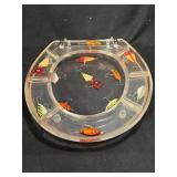 Vintage Clear Plastic Fishing Lure Display Case with 12 Colorful Lures - Hinged Lid