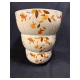 Hall Superior 3-Piece Nesting Bowls - Autumn Leaves Floral Pattern Ceramic Kitchenware
