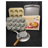 Williams-Sonoma Muffin Pan, Nordic Ware Pumpkin Patch Mufffin Pan, Cookie Sheet Sheet, & Nordic Ware Pizelle/Krumkake Iron