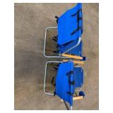 Whalen Folding Lounge Chairs - Blue Canvas With Wood Armrests Backpack Style (Lot of 2)
