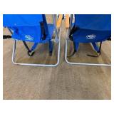 Whalen Folding Lounge Chairs - Blue Canvas With Wood Armrests Backpack Style (Lot of 2)