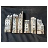 Gault Original Ceramic Miniature Houses (Lot of 7) - European Town Facades, Hand-Painted