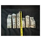 Gault Original Ceramic Miniature Houses (Lot of 7) - European Town Facades, Hand-Painted