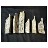 Gault Original Ceramic Miniature Houses (Lot of 7) - European Town Facades, Hand-Painted