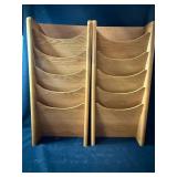 Vintage Oak Magazine Racks lot of 2  10-Slot Floor Organizer