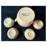 Hallmarks USA Stoneware Bean Pot Covered Serving Dish with 4 Bowls - Two-Tone Brown/Cream